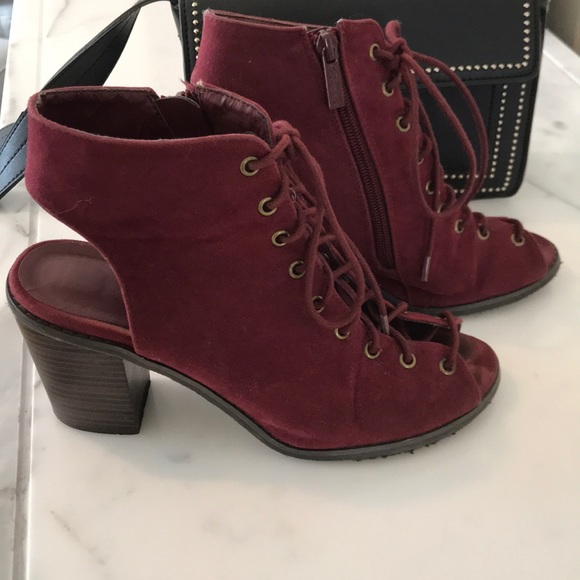 Lace-Up Open-Toe Suede Boots - Picture 5 of 6
